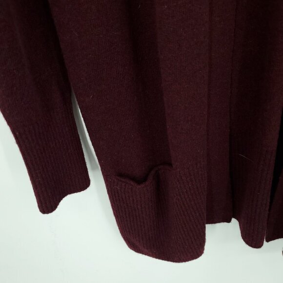 L.L. Bean 100% Cashmere Open Front Patch Pocket Cardigan PS Maroon/Burgundy Red - Picture 7 of 14